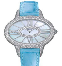 Chopard Classique Ladies Quartz Watch 139131-1001 In Blue / Gold / Gold Tone / Mop / Mother Of Pearl / White