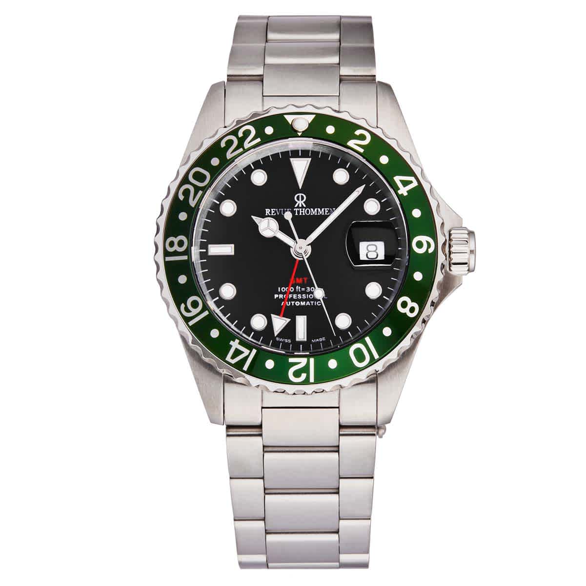 Revue Thommen Diver Automatic Black Dial Mens Watch 17572.2134 In Black / Green