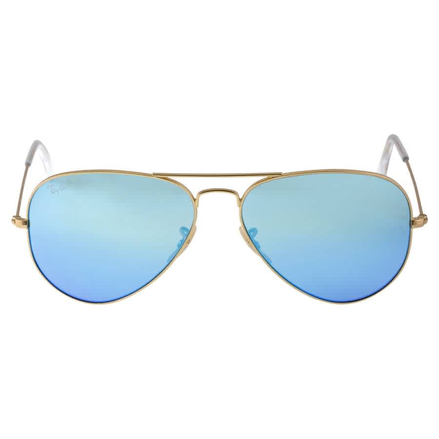 RAY BAN RAY-BAN AVIATOR BLUE FLASH POLARIZED LENS SUNGLASSES RB3025 112/4L 58-14