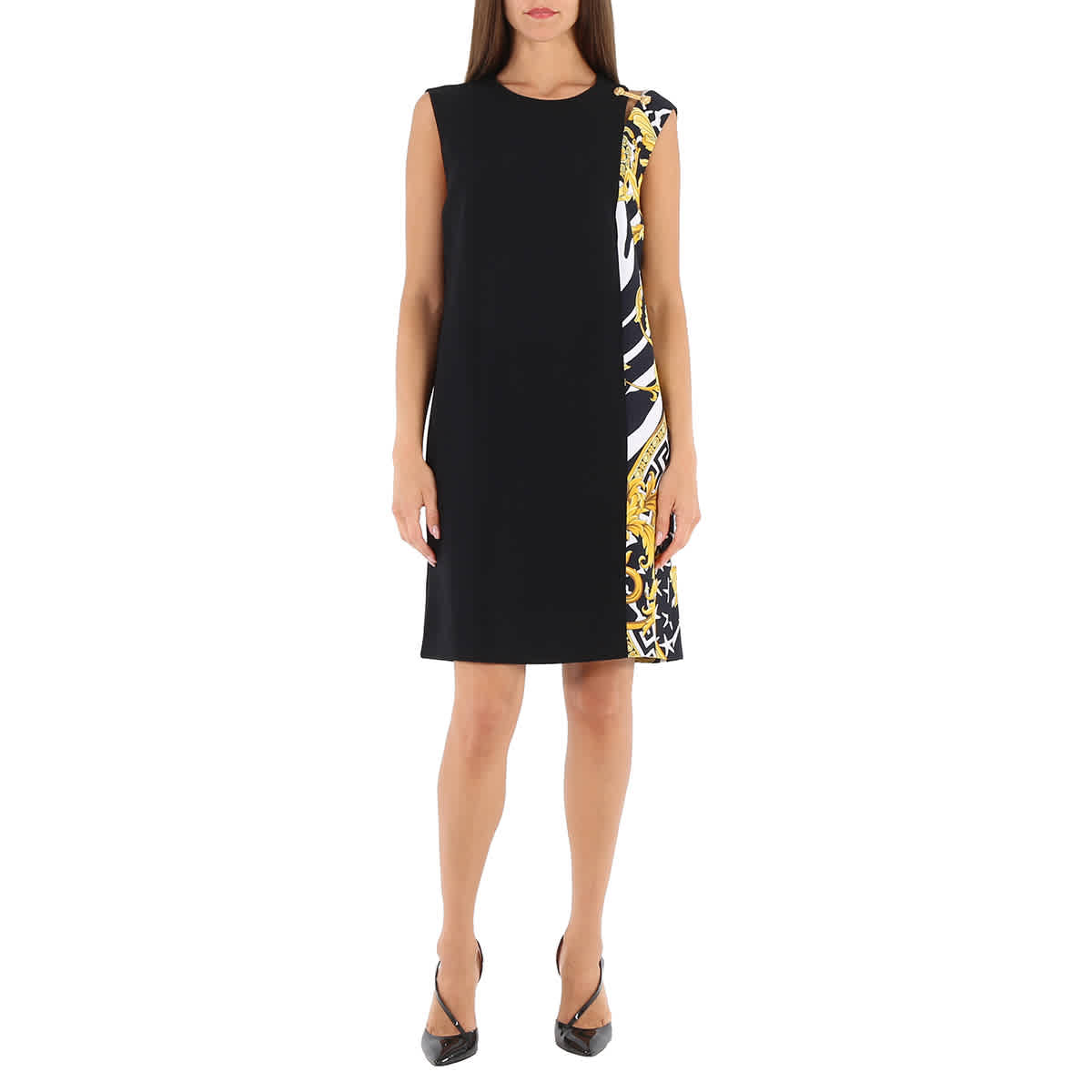 Versace Ladies Black / Multi Savage Barocco Insert Dress, Brand