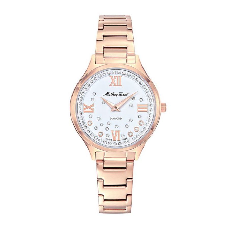 Mathey-tissot Nicole Quartz White Dial Ladies Watch D985spi In Gold / Gold Tone / Rose / Rose Gold / Rose Gold Tone / White