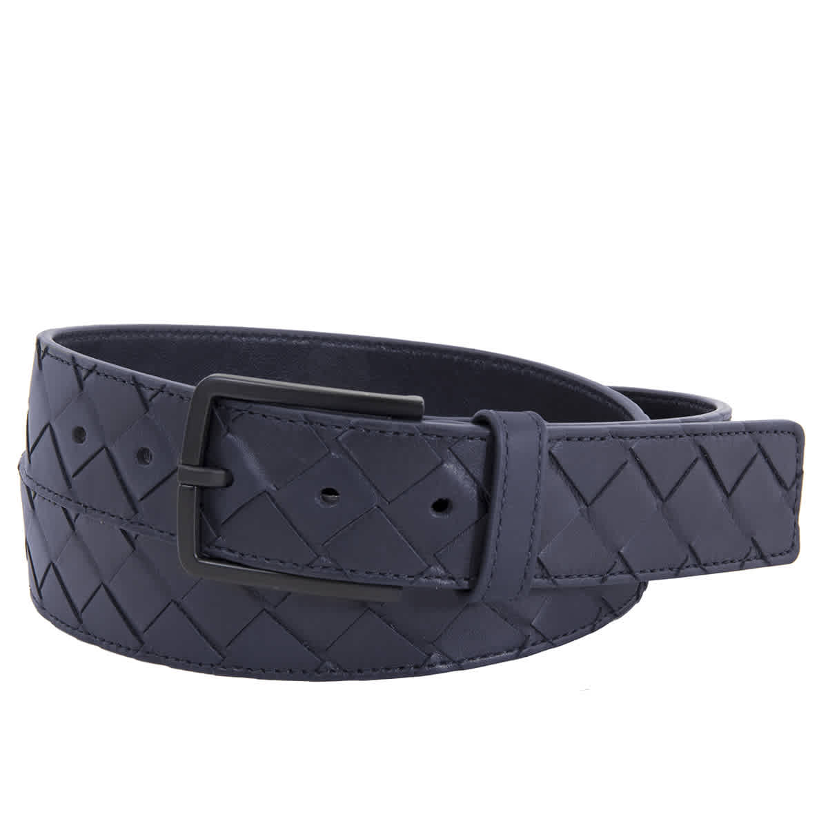 Bottega Veneta Mens Blue Intrecciato Weave Belt