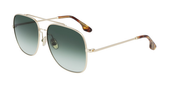 Victoria Beckham Green Aviator Ladies Sunglasses Vb215s 700 59 In Gold Tone,green