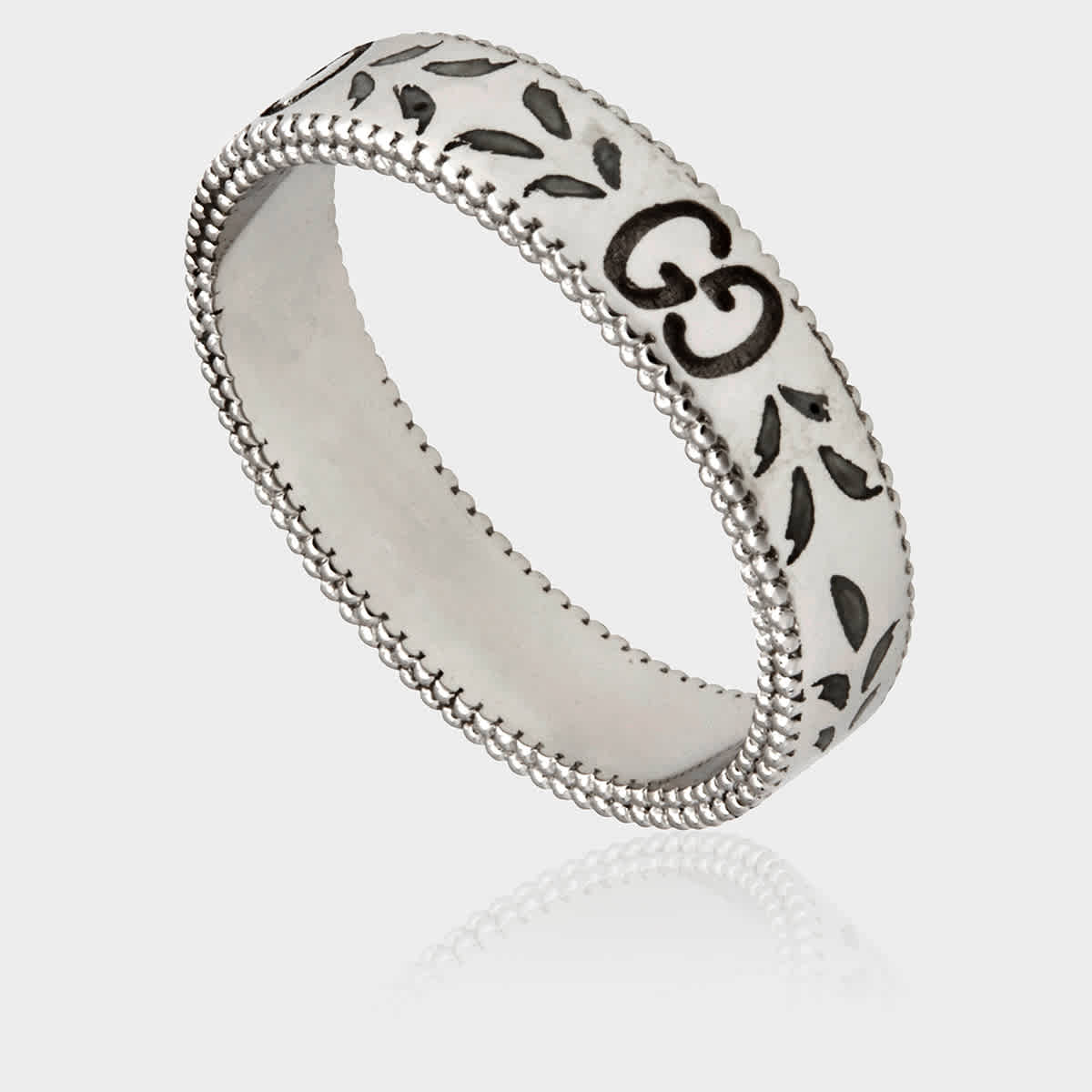 Gucci Icon White Gold Ring- Brand Size 10 (5 1/4 Us) In Gold Tone,white