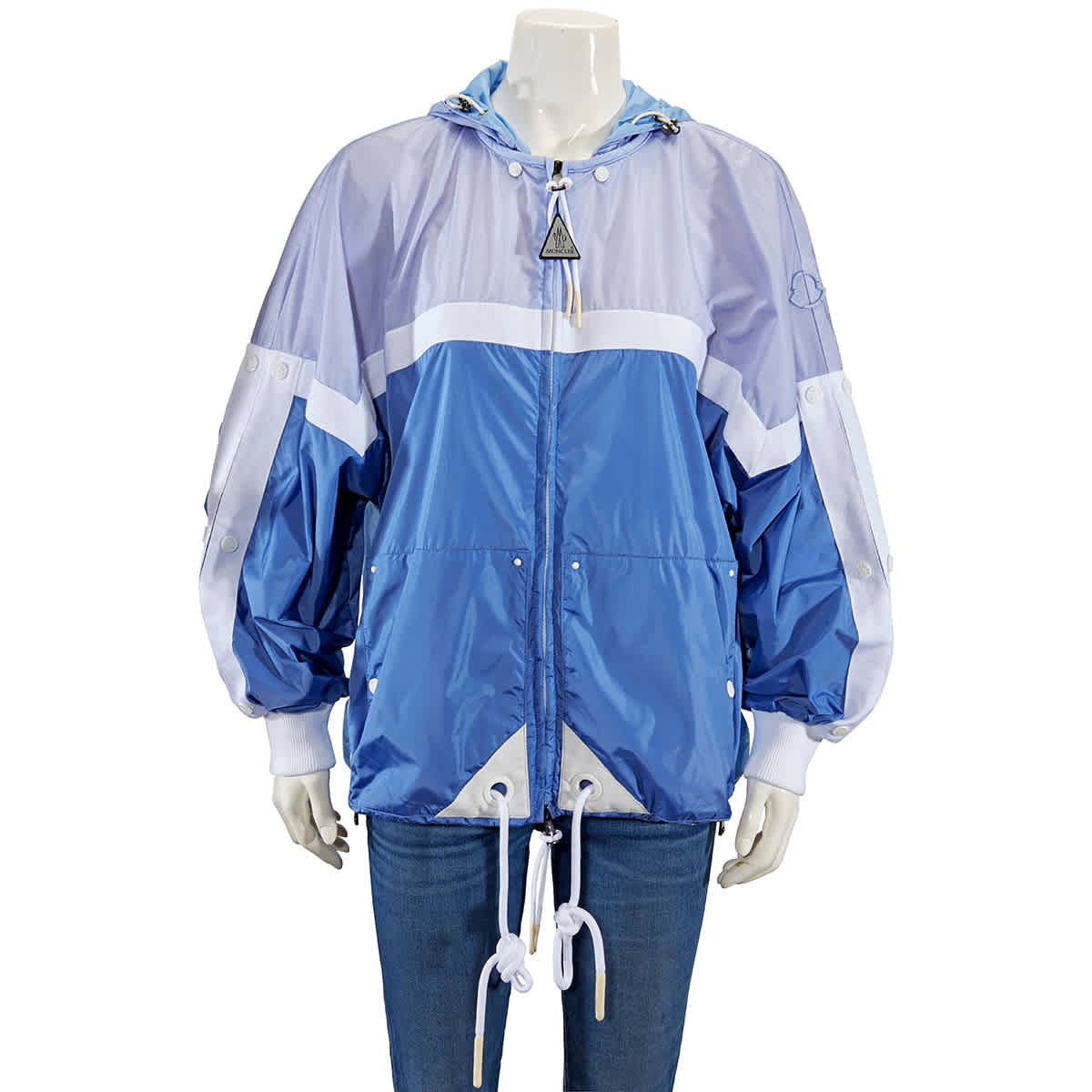 Moncler Ladies Hooded Rain Jacket In Blue