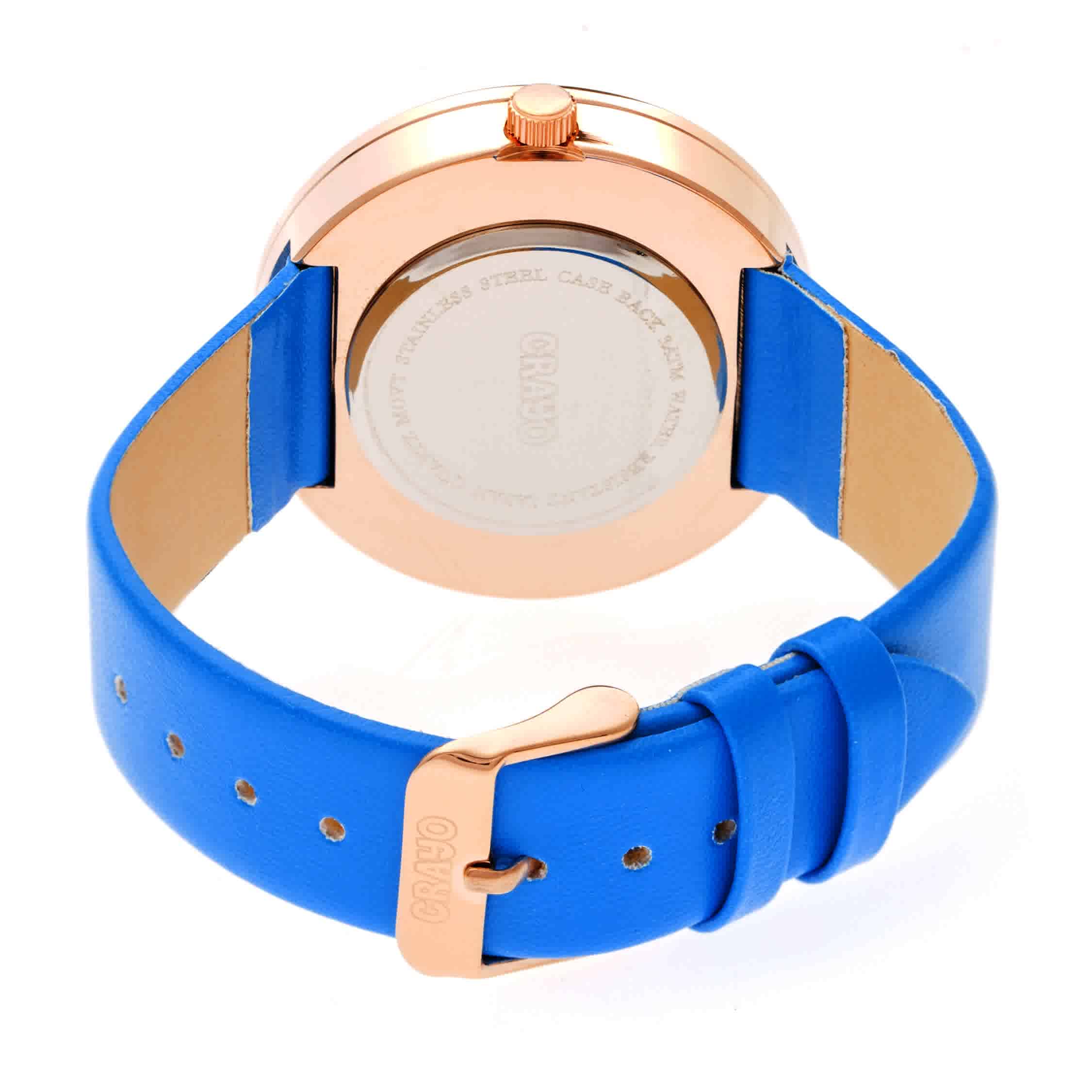 Shop Crayo Swirl Multicolor Dial Blue Powder Leatherette Watch Cracr4204 In Blue / Gold Tone / Rose / Rose Gold Tone
