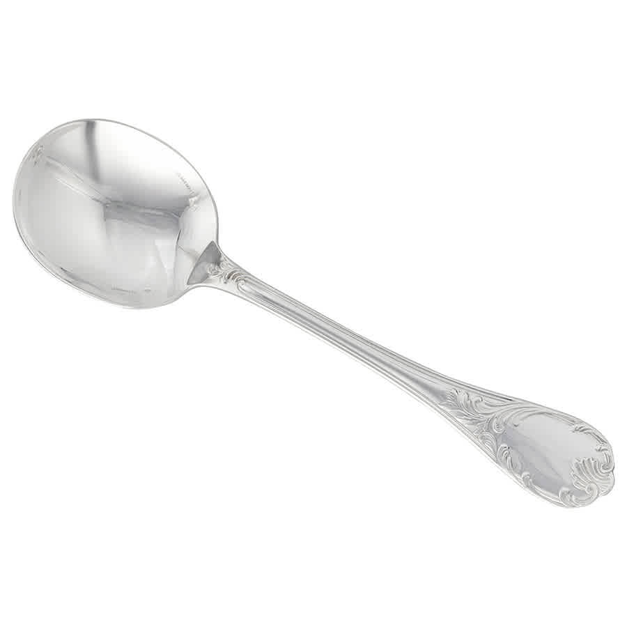 Christofle Sterling Silver Marly Cream Soup Spoon 1438-001 In Cream / Silver