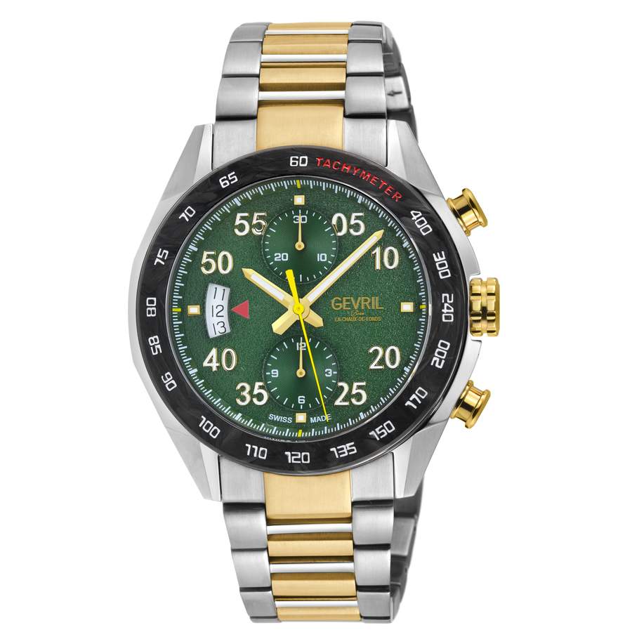 GEVRIL GEVRIL ASCARI CHRONOGRAPH AUTOMATIC GREEN DIAL MENS WATCH 48316B