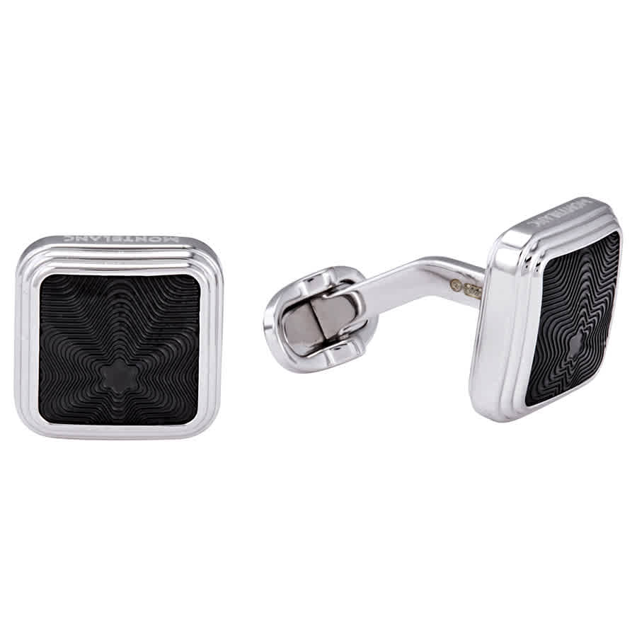 Montblanc Star Silver Cufflinks In Black / Silver