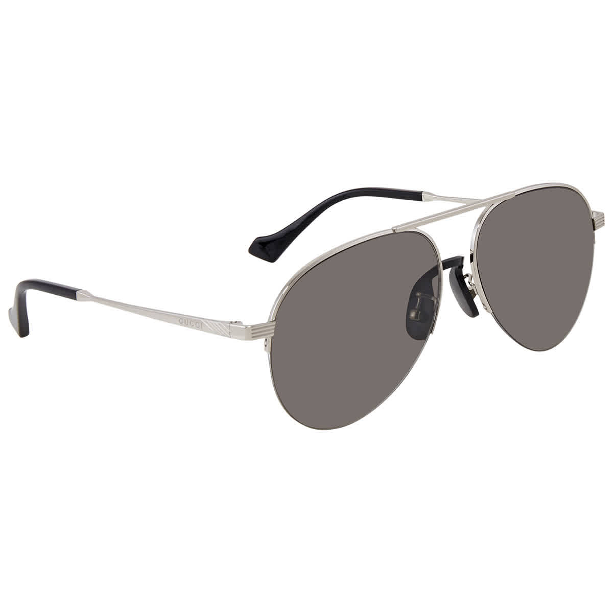 Click to view more detailed imagery on our partner's website Gucci Grey Aviator Sunglasses Gg0742s-001 58 In Grey,silver Tone