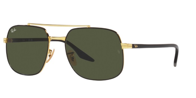 Ray Ban Rb3699 Sunglasses In Black / Gold / Green