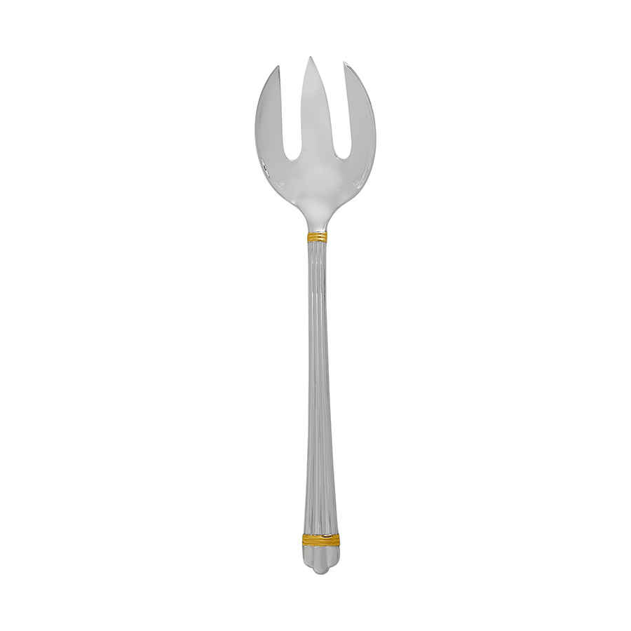 Christofle Silver Plated Aria Gold Salad Serving Fork 1022-083 In Gold / Silver