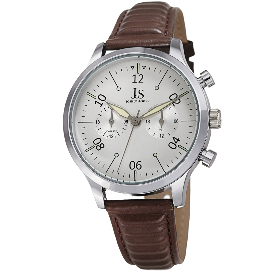 Joshua And Sons Quartz White Dial Mens Watch Jx146ssbr In Brown / White