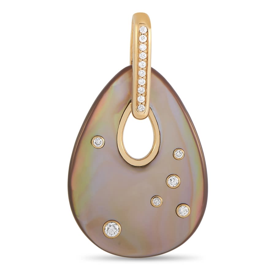 KABANA KABANA 14K YELLOW GOLD 0.21 CT DIAMOND AND MOTHER OF PEARL PENDANT