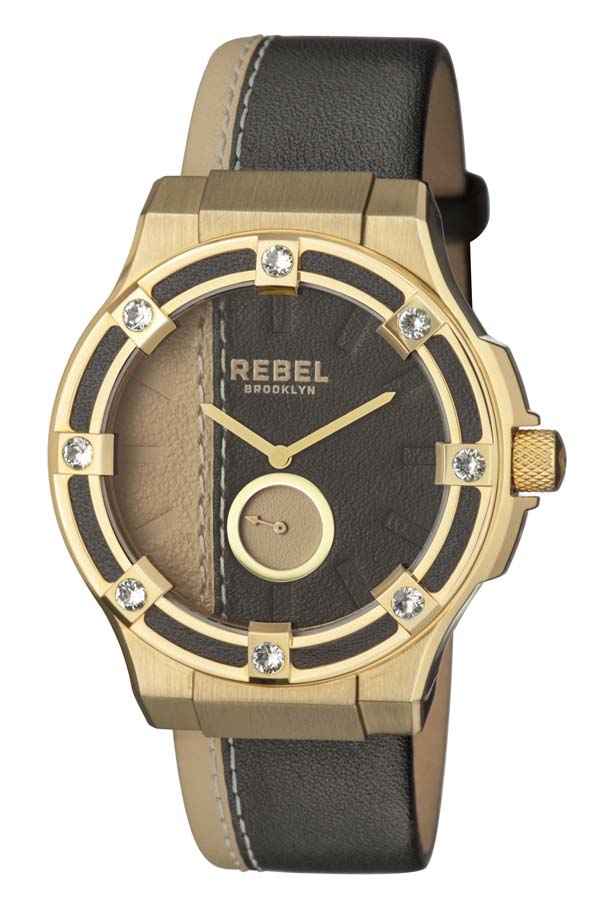 Rebel Flatbush Ladies Watch Rb119-9071 In Black / Gold / Gold Tone