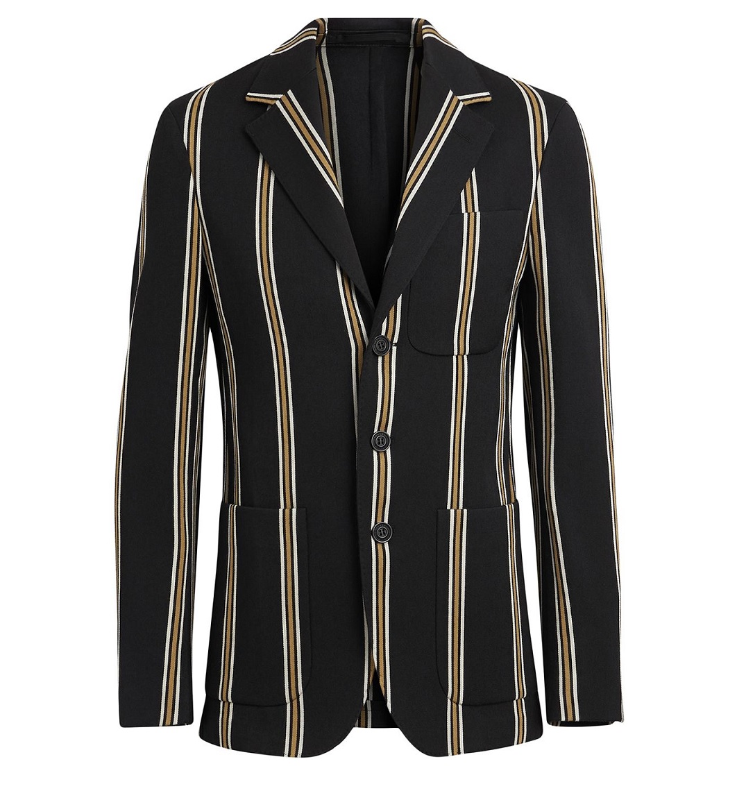 Burberry Mens Striped Wool-blend Slim Fit Club Blazer In Black