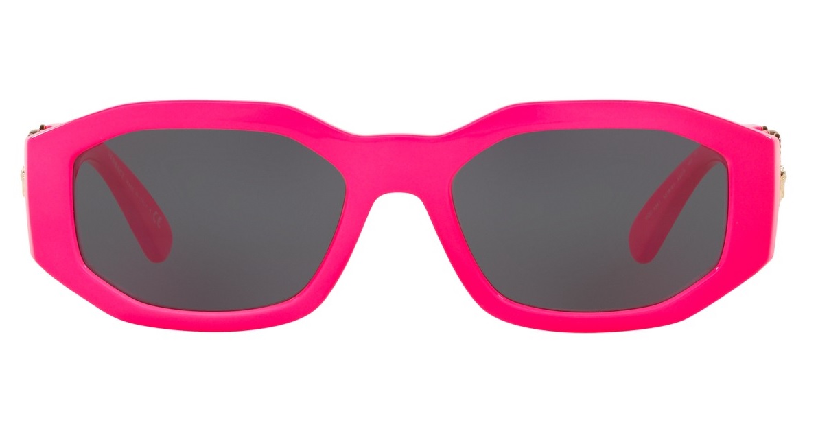 Versace Eyewear Rectangular Frame Sunglasses In Fuchsia / Gray