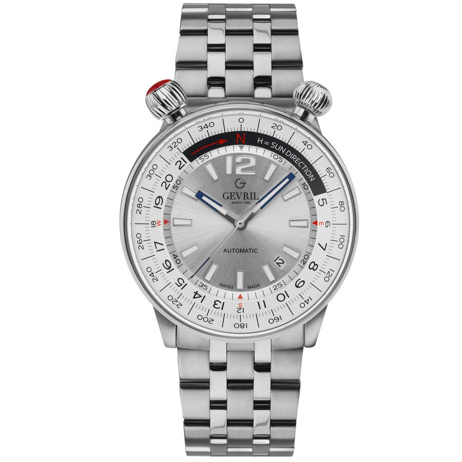 GEVRIL WALLABOUT AUTOMATIC SILVER DIAL MENS WATCH 48560