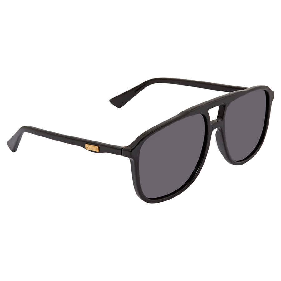 Gucci Grey Rectangular Mens Sunglasses Gg0262s 001 58 In Black,grey