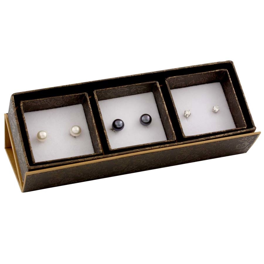 Bella Pearl Freshwater Pearl Stud Earring Set Set-l In Black