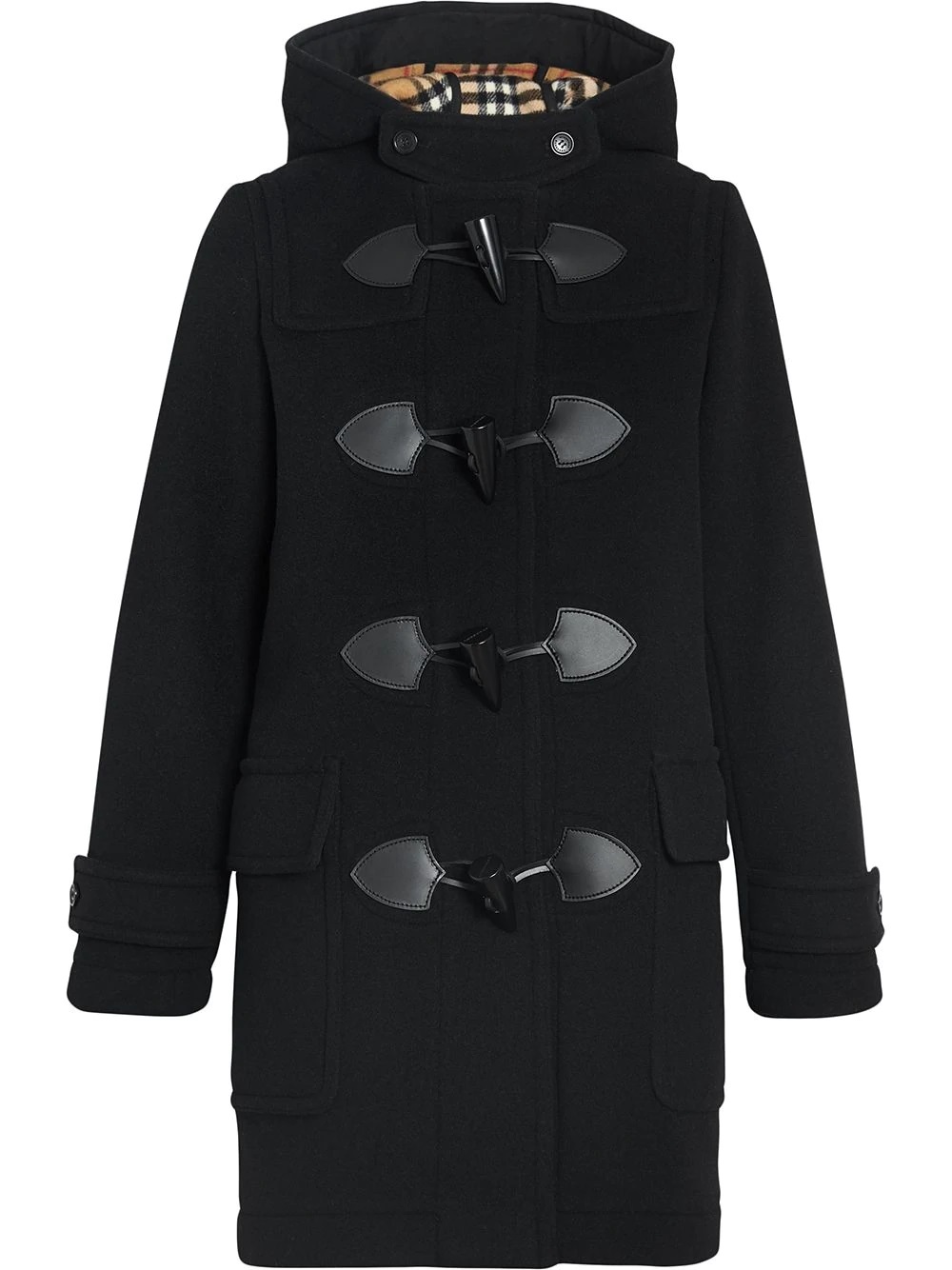 Burberry Ladies Black Wool Blend Duffle Coat