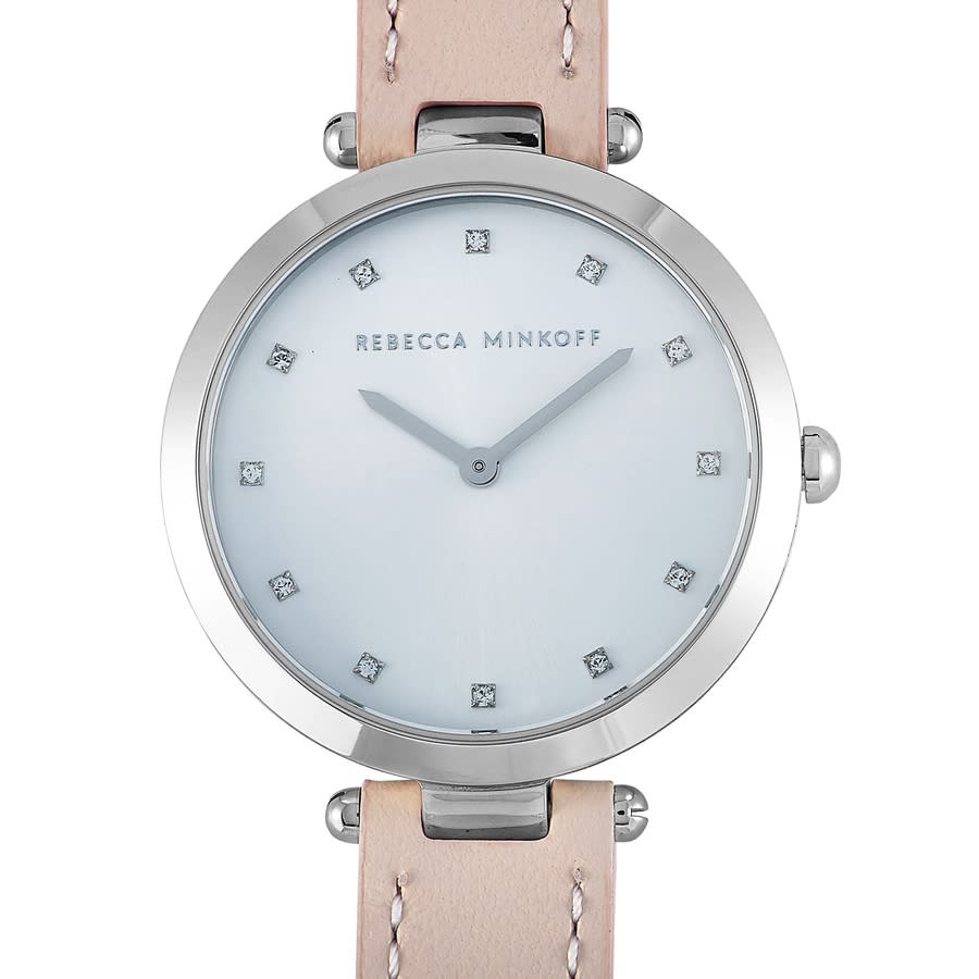 Shop Rebecca Minkoff Nina Quartz Crystal Silver Dial Ladies Watch 2200398 In Blush / Pink / Silver