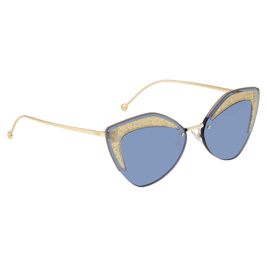 Fendi Glass Blue Geometric Ladies Sunglasses Ff0355szi9ku66 In Blue,gold Tone