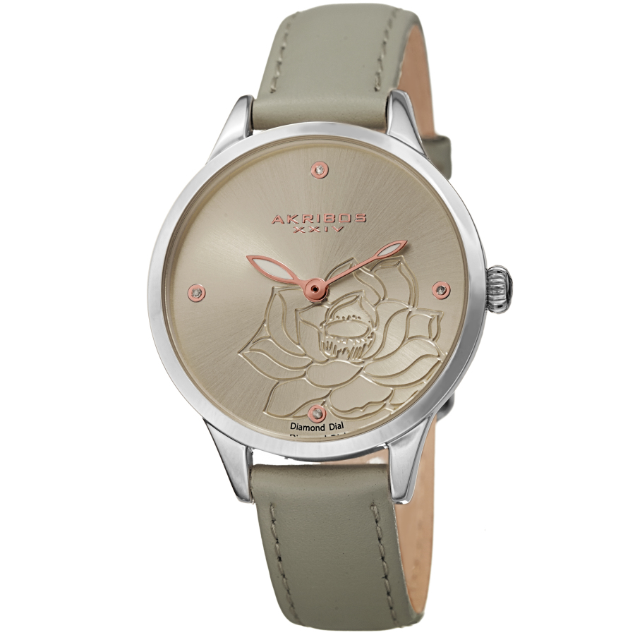 AKRIBOS XXIV QUARTZ DIAMOND GREY DIAL LADIES WATCH AK1047GY