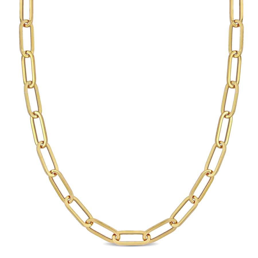 Amour 14k Yellow Gold 6.3mm Polished Paperclip Chain Necklace 16