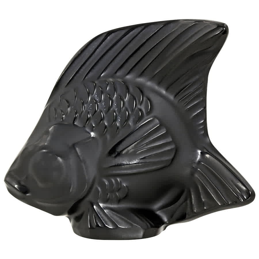 LALIQUE BLACK CRYSTAL FISH 3000100