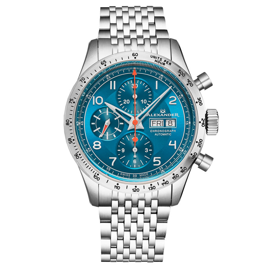 Alexander Men's Megalos Silver-tone Stainless Steel, Blue Dial, 51mm Round Watch In Blue