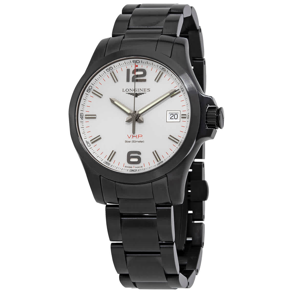 Longines Conquest V.h.p. Quartz Silver Dial Mens Watch L3.716.2.76.6 In Black / Silver