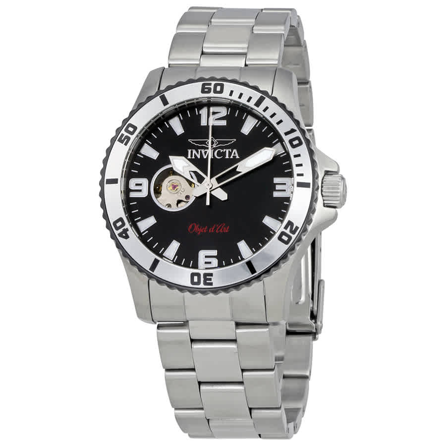 Invicta Objet D Art Automatic Black Dial Mens Watch 22624 In Black,silver Tone