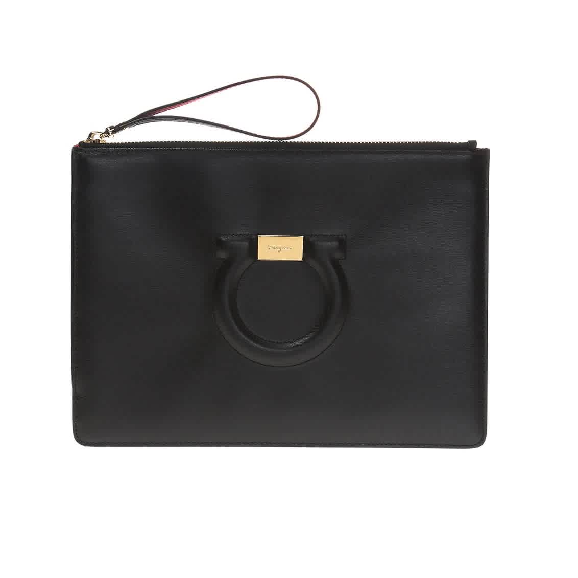 FERRAGAMO CLUTCH BAG WITH EMBOSSED LOGO