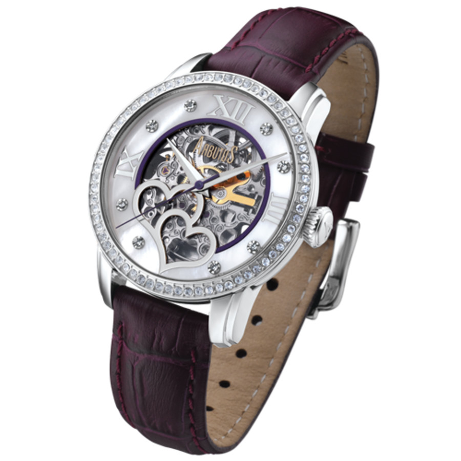 Arbutus Automatic Mother Of Pearl Dial Ladies Watch Ar712smv In Mop / Mother Of Pearl / Purple