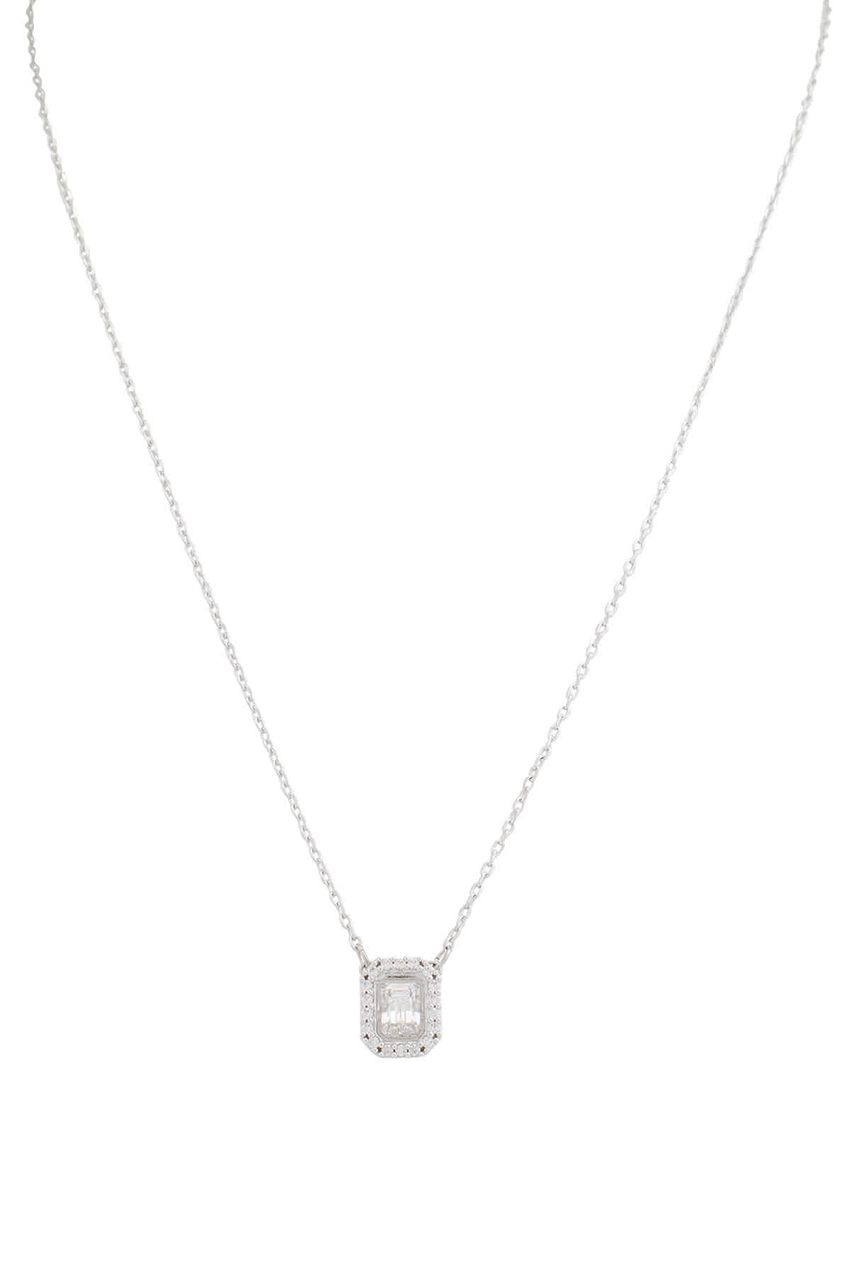 Swarovski Millenia Square Zirconia Necklace In Rhodium / White