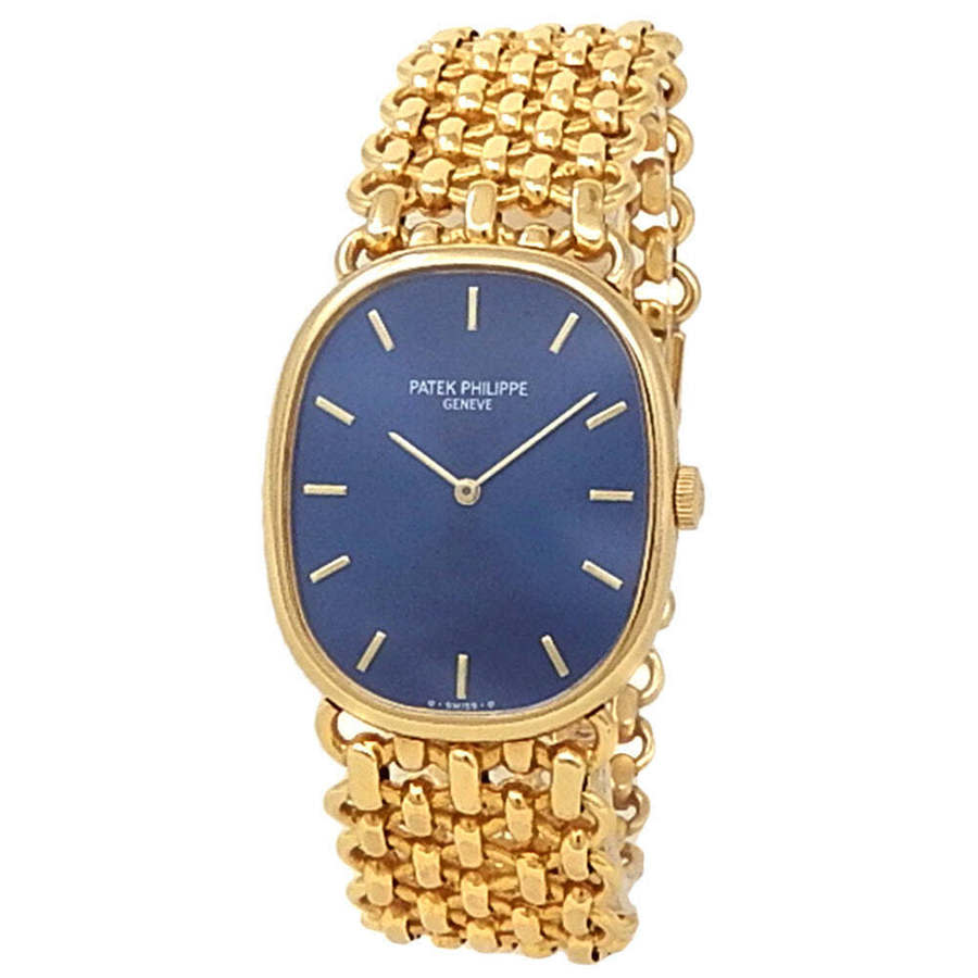 Pre-owned Patek Philippe Golden Ellipse Mens Hand Wind Watch 3848/1 In Blue / Gold / Gold Tone / Yellow
