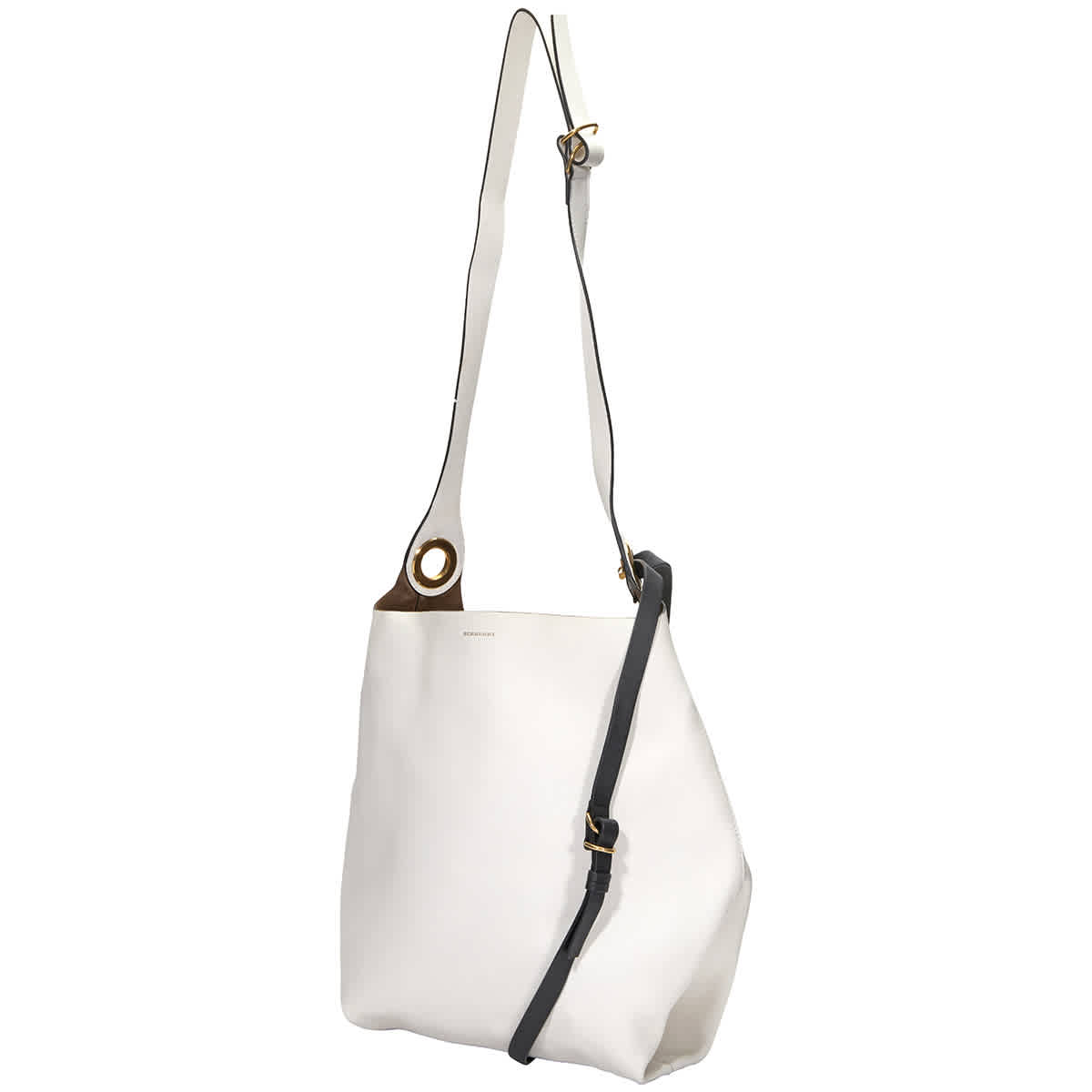Burberry The Leather Grommet Detail Bag In Chalk White