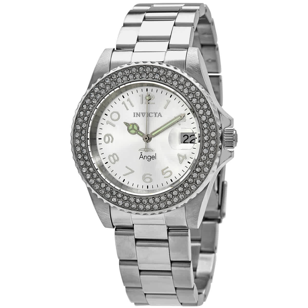 INVICTA ANGEL QUARTZ CRYSTAL SILVER DIAL LADIES WATCH 28672