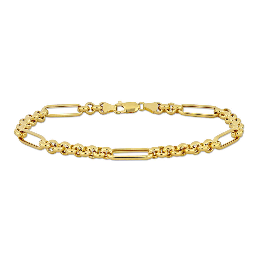 Amour 5.3mm Rolo Link Station Bracelet In 14k Yellow Gold