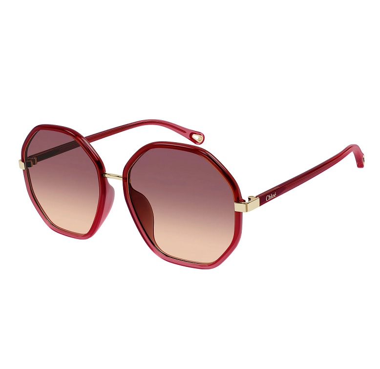 Shop Chloé Chloe Gradient Red Brown Geometric Ladies Sunglasses Ch0133sa 004 59 In Red   /   Red. / Brown