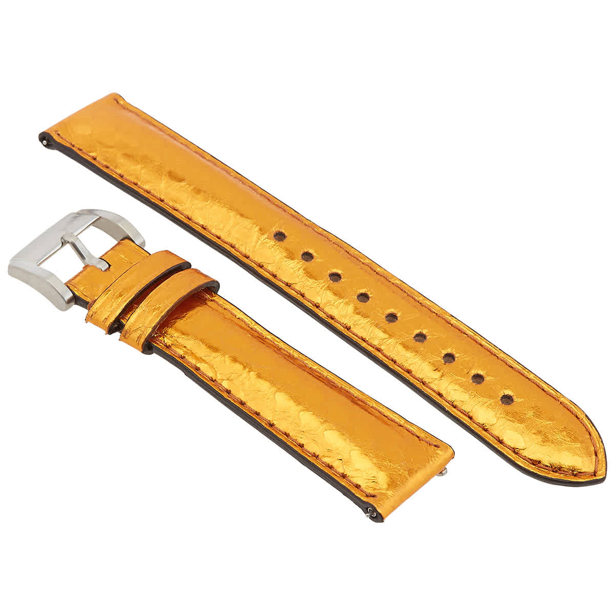 Burberry Ladies 18 Mm Metallic Orange Leather Watch Band 3897538