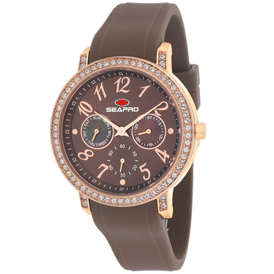 Shop Seapro Swell Quartz Brown Dial Ladies Watch Sp4414 In Brown / Gold Tone / Rose / Rose Gold Tone