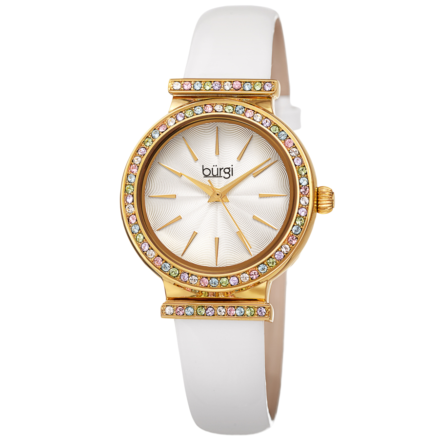 Burgi Quartz White Dial Ladies Watch Bur243wt In Gold Tone / White