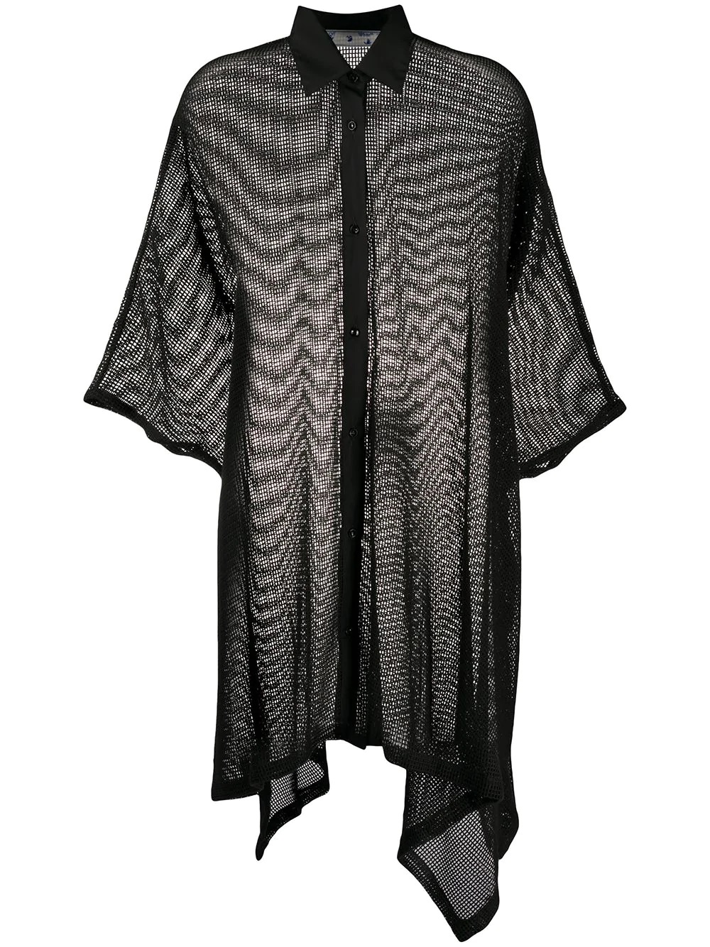 Shop Off-white Mesh Cape Dress In Black Blue