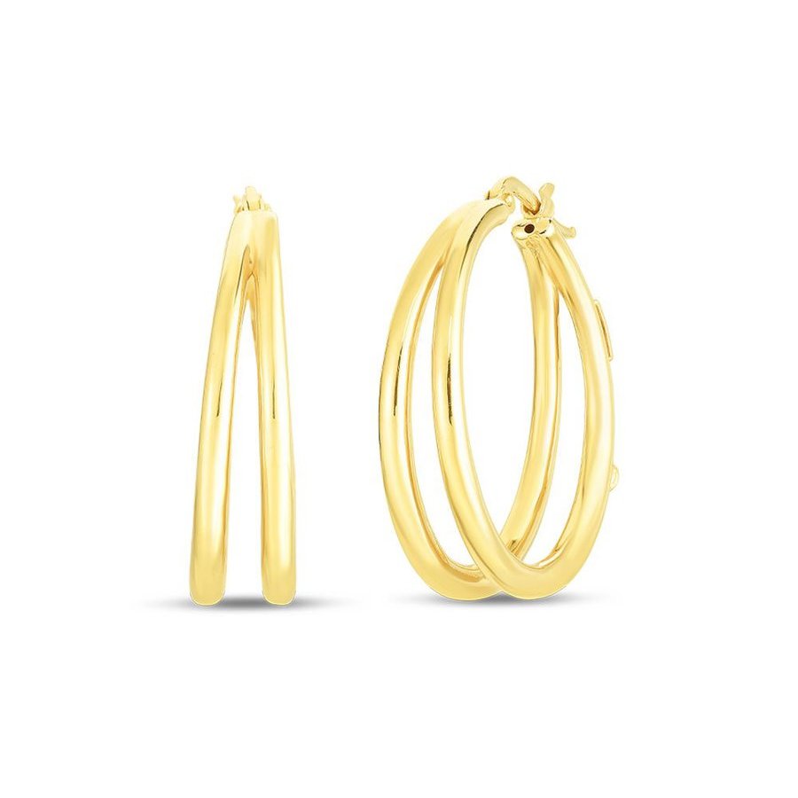 Roberto Coin 18k Gold Graduated 30mm Thin Double Hoop Earrings In Yellow