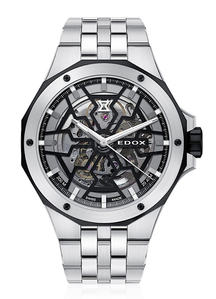 Edox Delfin Mecano Automatic Skeleton Dial Mens Watch 85303 3nm Nbg