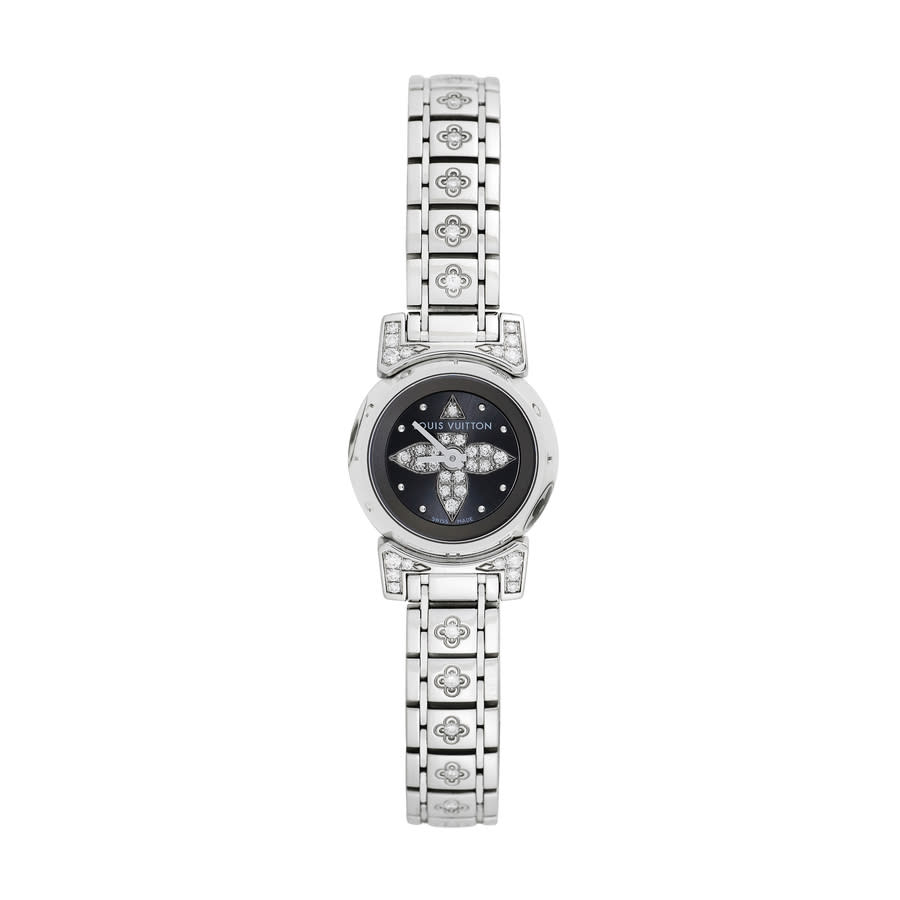 Louis Vuitton Grey Stainless Steel Diamond Tambour Bijou Q151K Women's  Wristwatch 18 mm