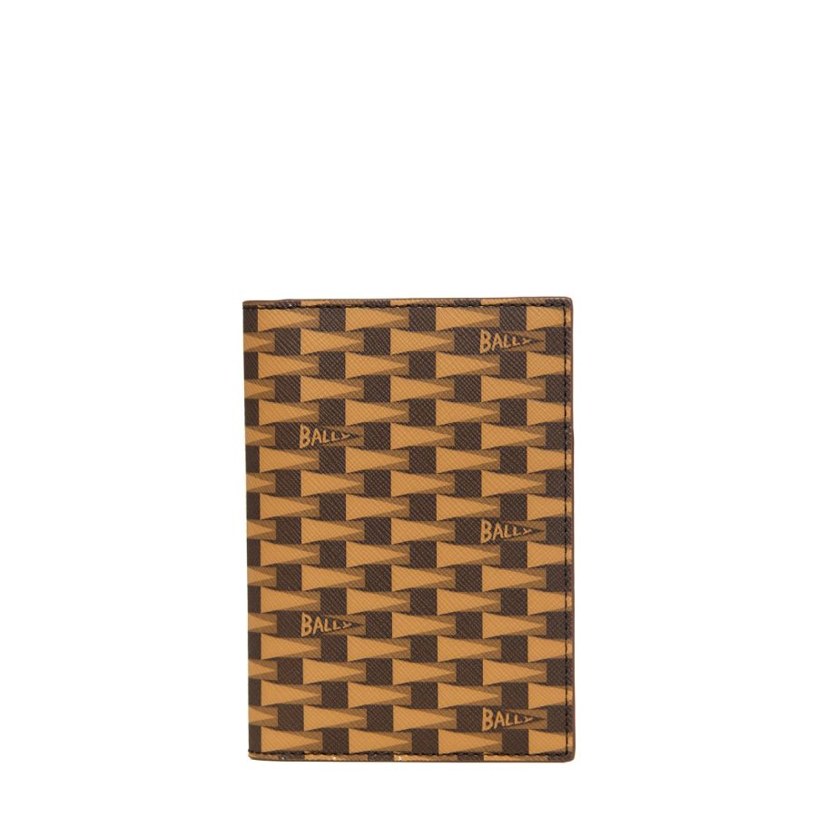 Bally Desert Tpu Monogram Pennant Passport Holder In Multideserto/oro