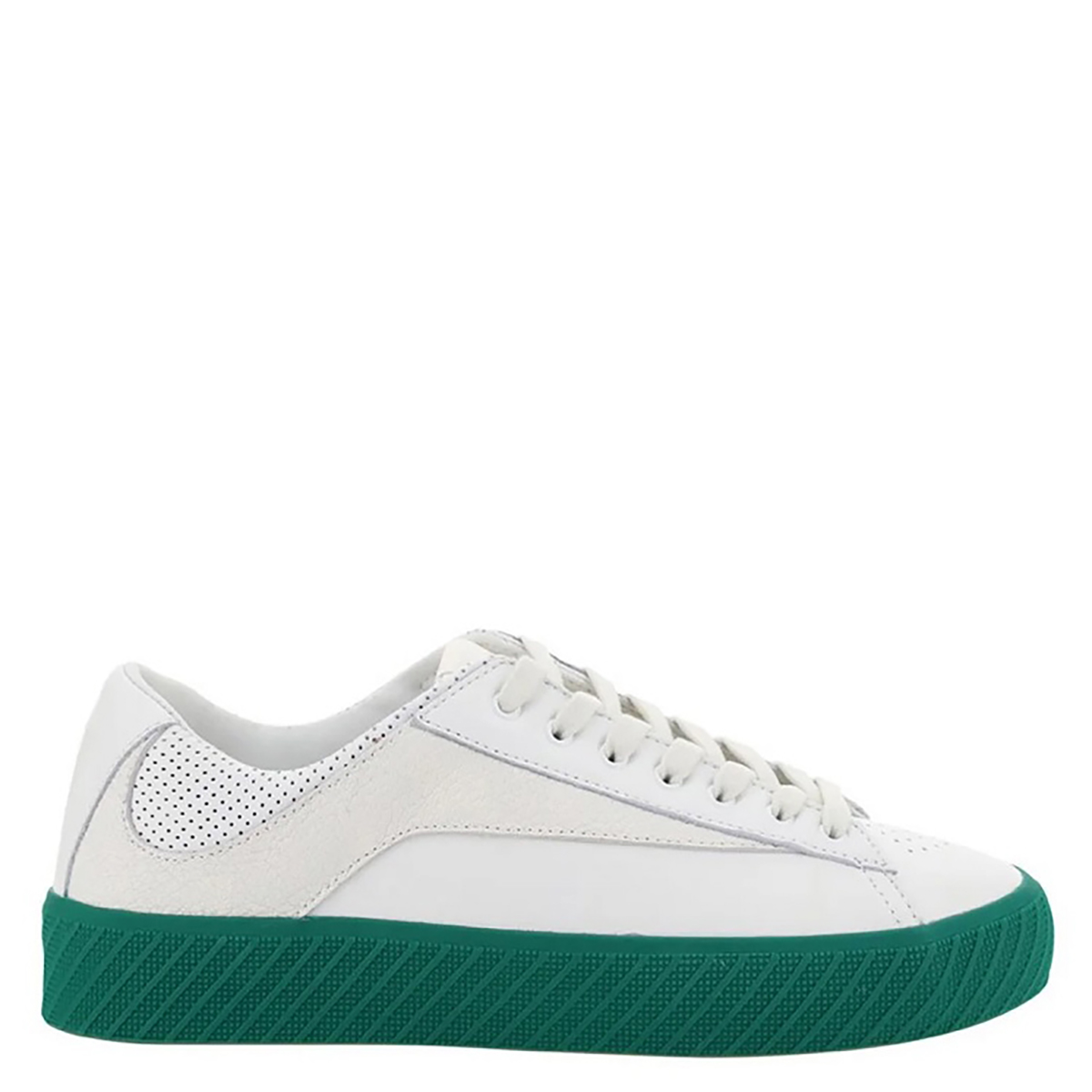 By Far Rodina Perforated Smooth And Pebbled-leather Sneakers In Green On White
